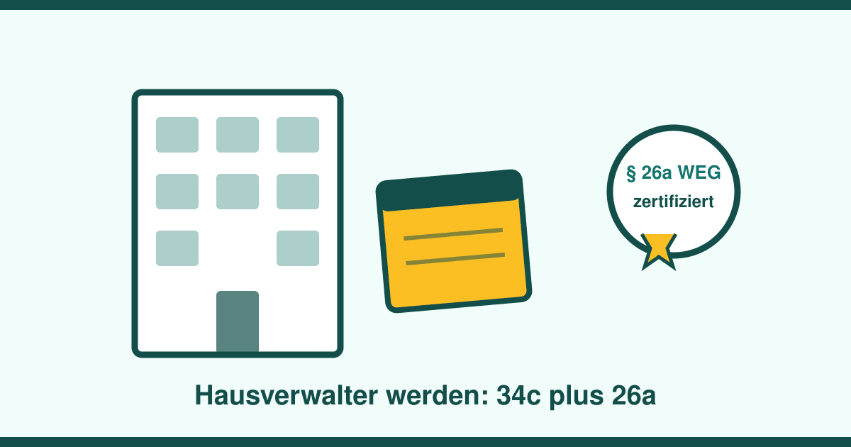 Hausverwalter werden 2026: § 34c-Erlaubnis, das 26a-Zertifikat — und warum die Branche Nachwuchs sucht wie kaum eine zweite